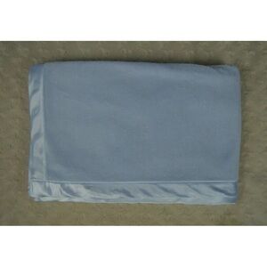 Cuddle Bear Collection Solid Light Blue Baby Blanket Silky Satin Edge Trim Lovey